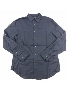 John Varvatos Long Sleeve Button Up Shirt Cotton Glen Check Blue Size S